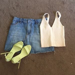 Cream Sweater Crop Top, Small
